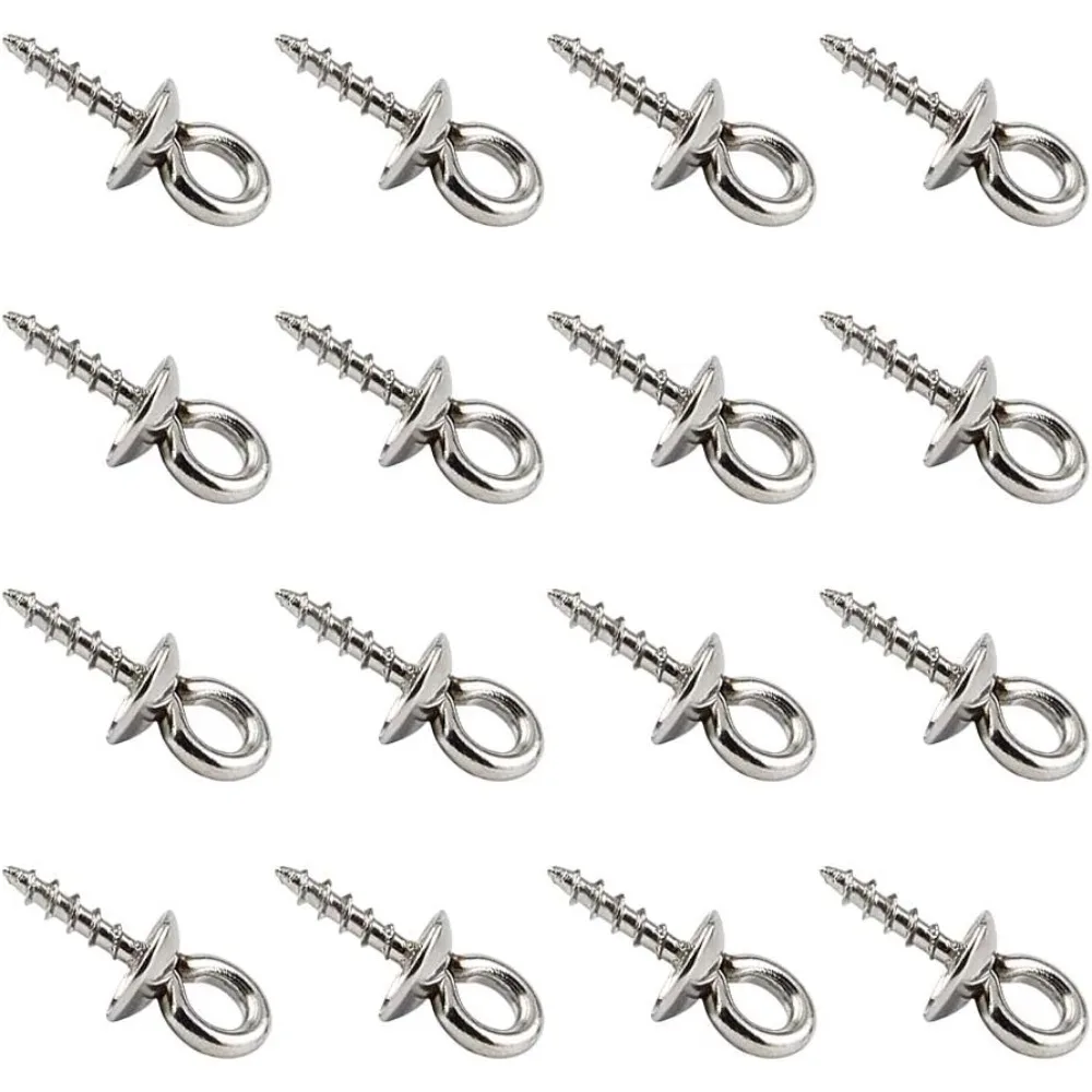 150pcs 10x4mm Stainless Steel Screw Eye Pin Peg Bails Small Screw Eye Pins Clasps Hooks 1.5mm Pin Eye Screws Connectors