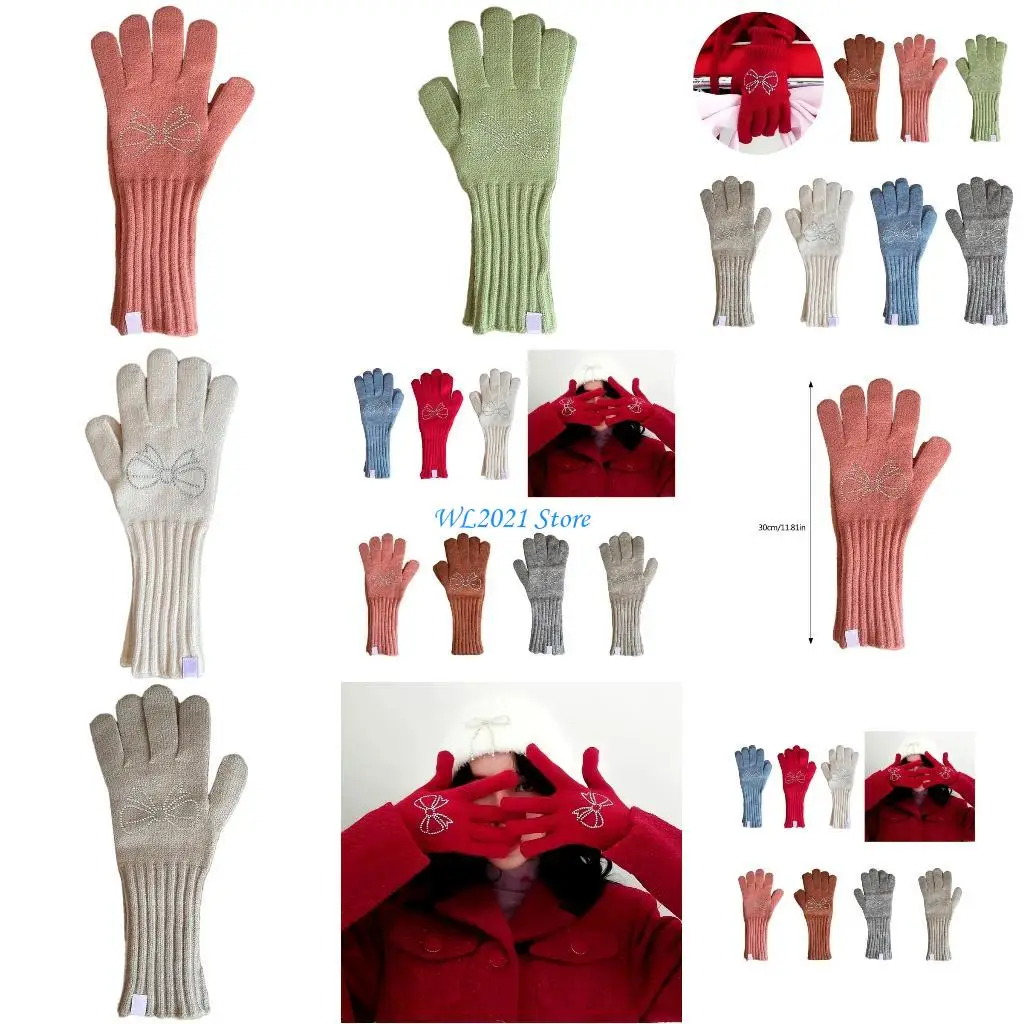 

G5GC 1pair Bowknot Ladies Gloves Beautiful Goddesses Gloves Fashion Casual Mittens