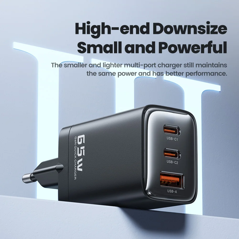 Toocki GaN 65W USB Type C Charger Fast Charging QC4.0 QC3.0 PD3.0 for iPhone 16 15 14 13 12 Xiaomi 12 11 Samsung S23 S22 Laotop