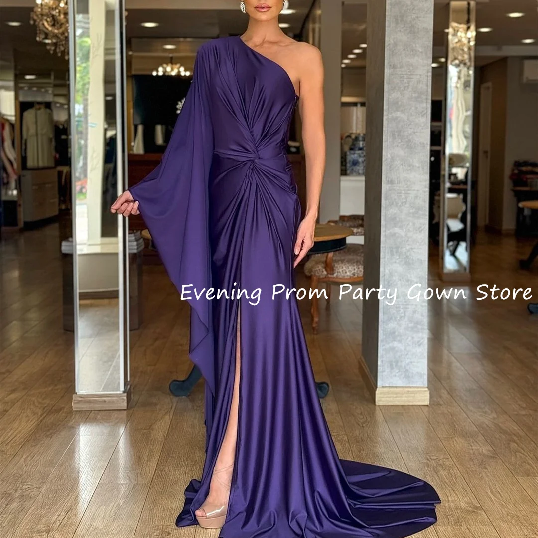 فساتين سهرة نسائية بكتف واحد من دبي من الساتان فستان رسمي أنيق للحفلات الراقصة فيستدوس دي فييستاس أنيق موهير 2024 طول الأرض #1