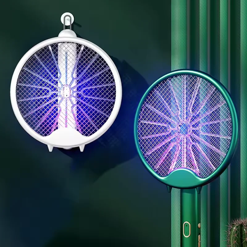 3 In 1 Electric Mosquito Racket Mosquito Killer Lamp USB Rechargeable Foldable Mosquito Swatter Fly Swatter Repellent Lamp