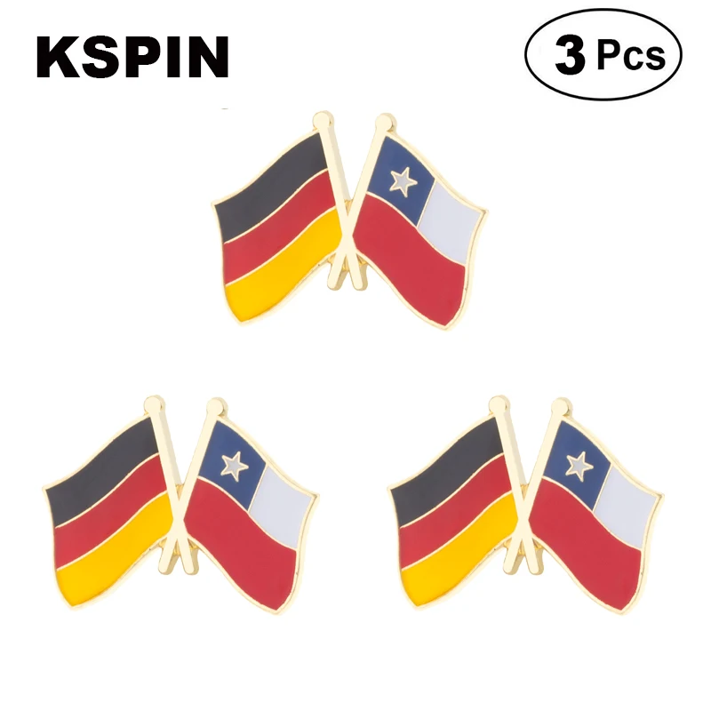 Germany & Chile Flag Lapel Pin Friendship Flag Badge Flag pin 3pcs A Lot