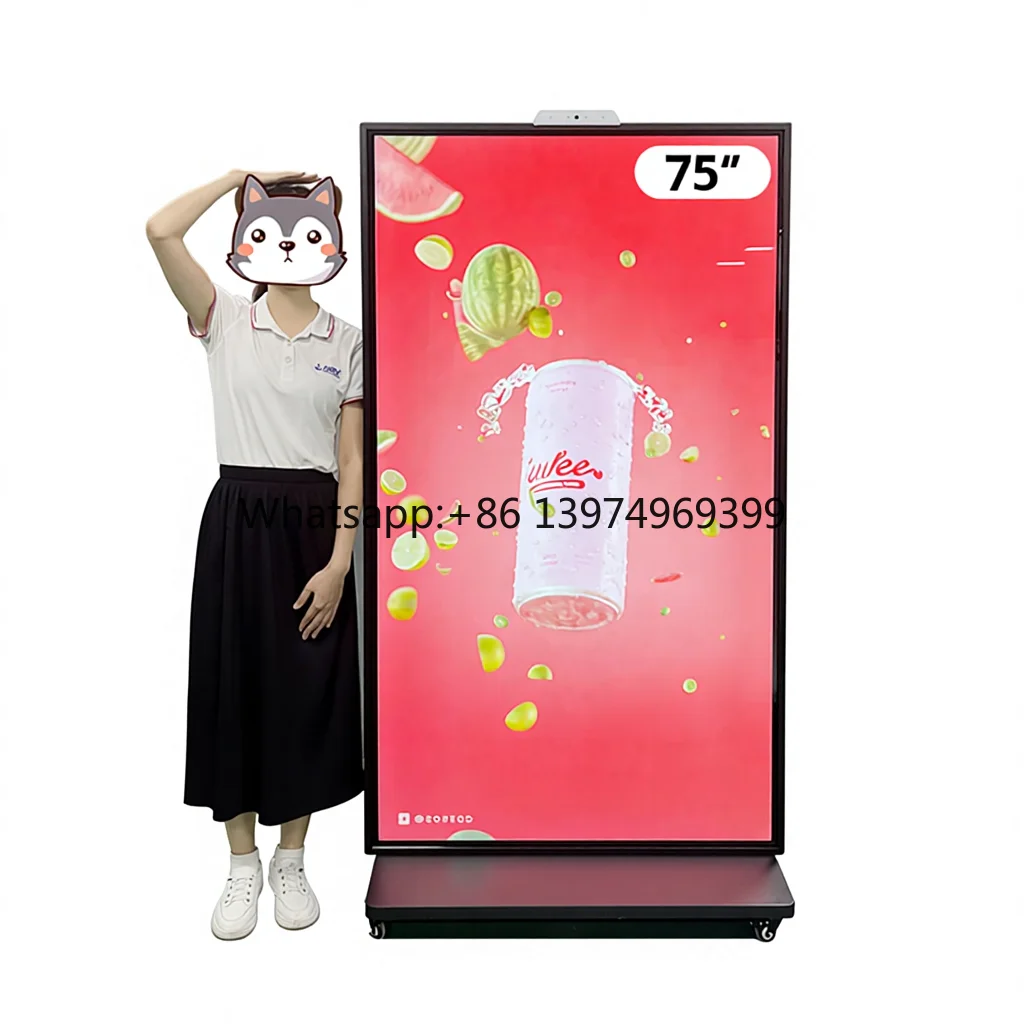 HUSHIDA 75 86 Inch Vertical Full Screen Display  Lcd Digital Signage for Exhibition Trade Show