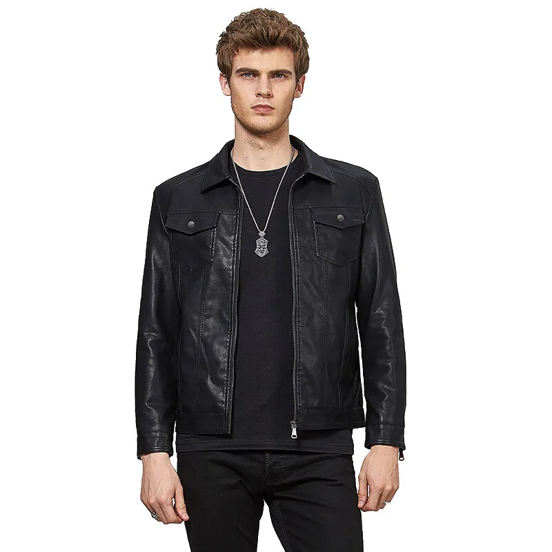 

Autumn and winter Men's Leather Jackets Coats male High quality Slim Fit Windproof Waterproof PU Leather jacket Men clothing 3XL