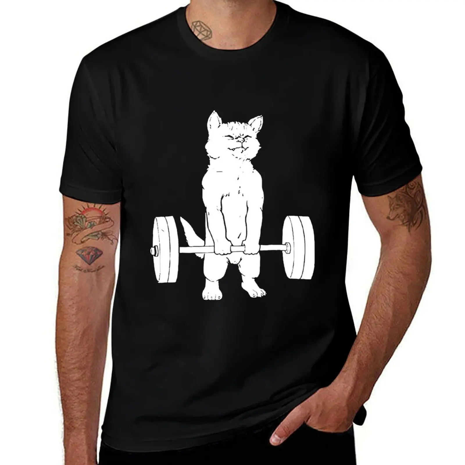 

Cat Weightlifting and Gym T-Shirt funny shirt cotton korean fashion topping mens t shirt graphic