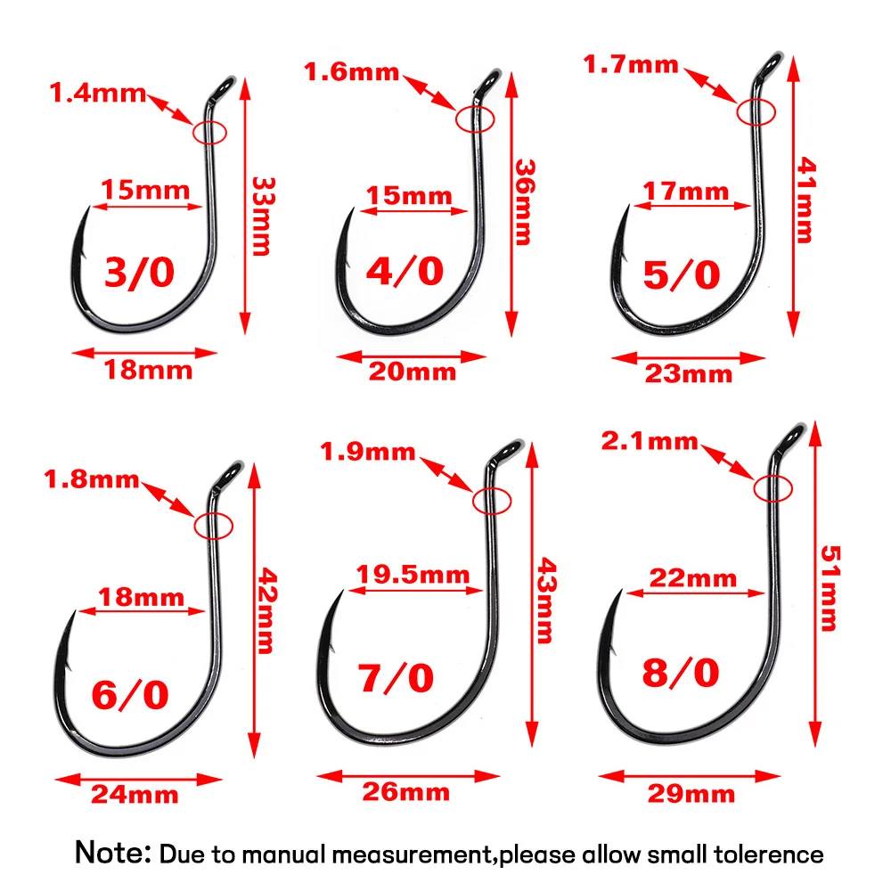 100 sztuk Strong Offset haczyki na ryby ośmiornica ze stali wysokowęglowej dziób hak słonowodne haczyk wędkarski dla Snapper Bass 3/0 5/0 6/0 7/0 8/0