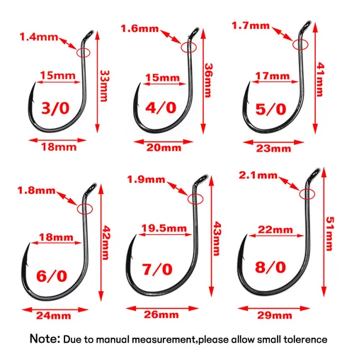 Imagen 2 del producto 100 Uds. Anzuelos de pescado de compensación fuertes, anzuelo de pico de pulpo de acero rico en carbono, anzuelo de pesca de agua salada para pargo de lubina 3/0 5/0 6/0 7/0 8/0