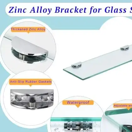 Glass Shelf Retainer Clamp with Soft Rubber Contact Points for Safe Glass Engagement in Home Interior Applications