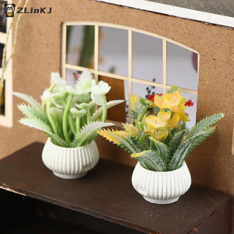 ▶ 1 pçs simulação vasos de plantas modelo 1/12 casa de bonecas decoração para casa micro paisagem plantas ornamentos casa de bonecas acessórios