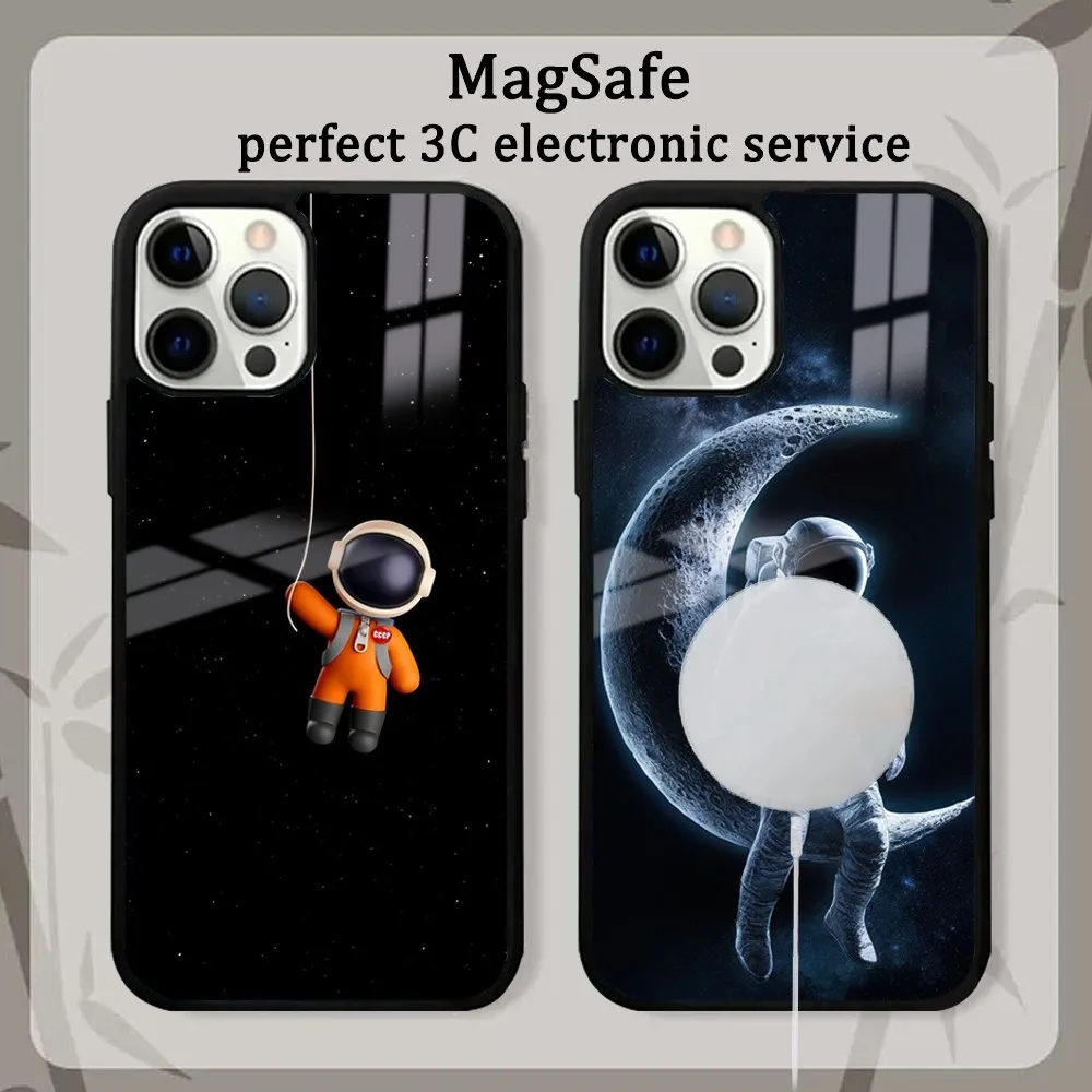 

Hello Astronaut Phone Case For iPhone 15 14 13 12 11 Pro Max Plus Mini Mirror Magnetic Cover