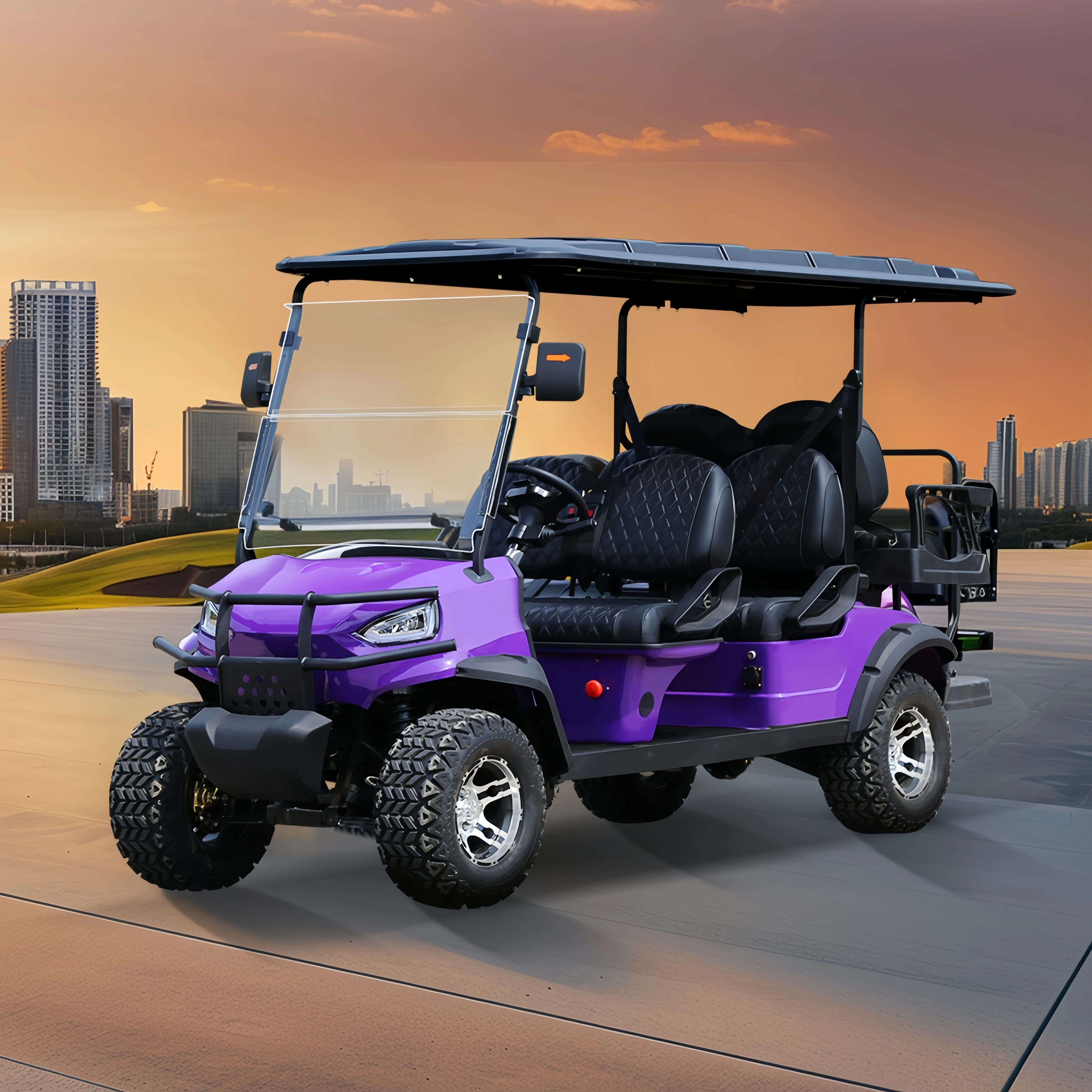 4+2 Seater Four Wheel Sightseeing Scooter 60V 72V Lithium Battery Golf Buggy Electric Golf Cart