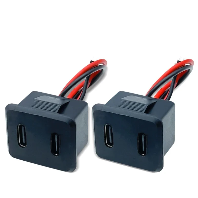 1-5Pcs Double layer TYPE-C Female Base Type-c Socket Female USB Lamp Charging Socket Power Socket with Cable Connector