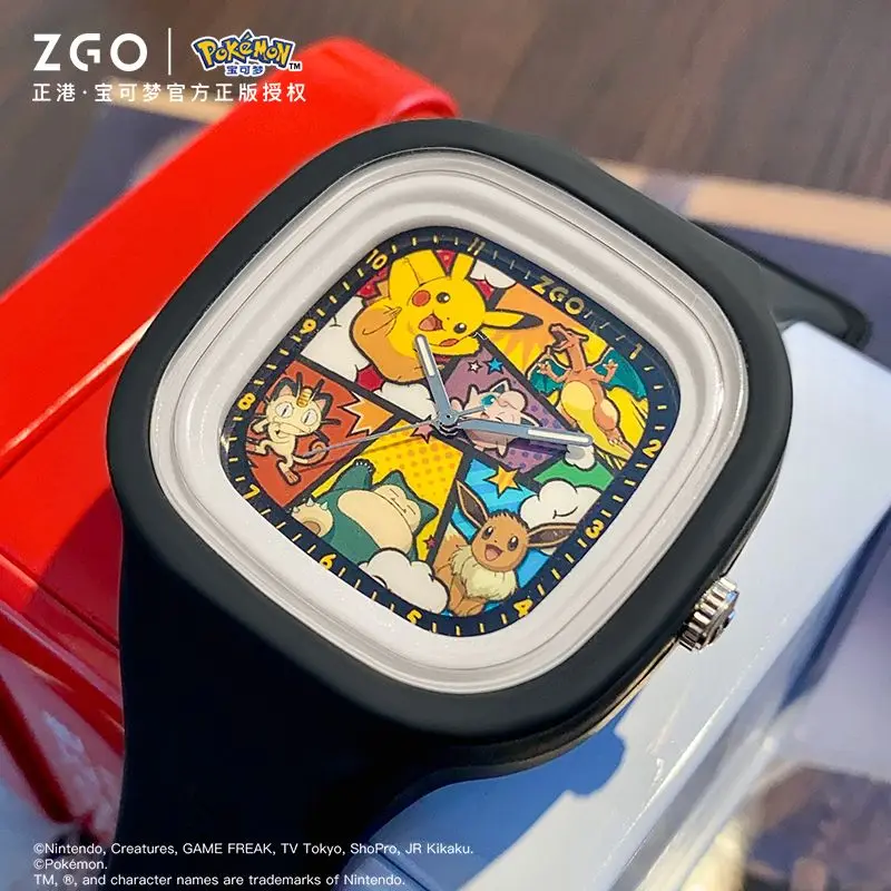 

Pokemon Anime Pikachu Electronic Quartz Watch Children Sports Watch Men Women Fashion Small Square Waterproof Watch Rubber Strap