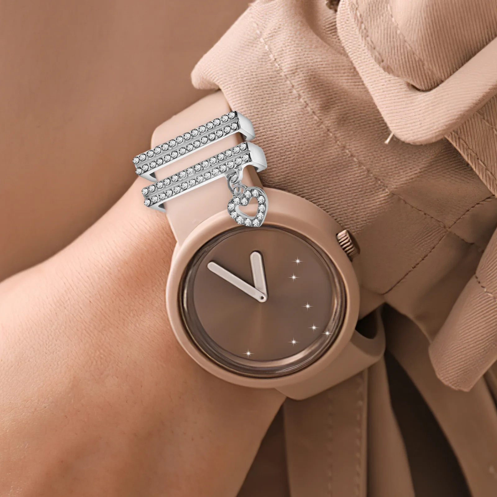 3 قطع حزام الساعة سحر سبيكة قلادة ديكور للنساء حزام طويل الأمد اكسسوارات بلينغ سحر ووتش خواتم