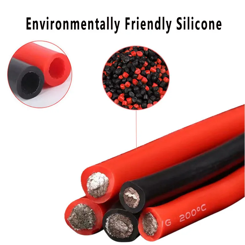 Super soft silicone red and black wire 12AWG 10AWG 8AWG 6AWG 4AWG 0AWG  Tinned Copper Heat Resistant Car Battery Power Cord