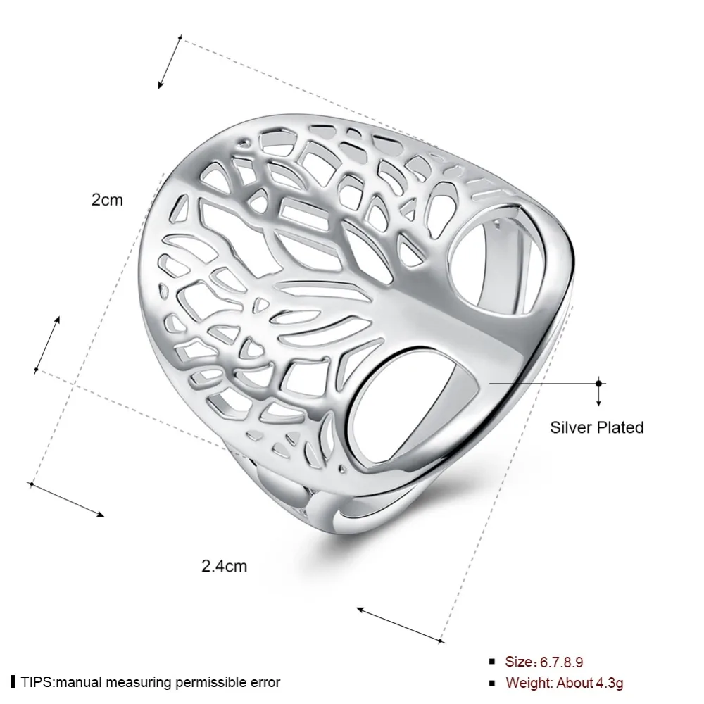 Beautiful 925 Sterling silver tree of life ring hollow fashion noble women lady design  gift men unisex cute