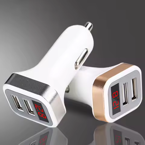 2.1A Car Charger LED Display Dual USB Port Charger For iPhone 13 12 11 Pro Samsung S22 S21 A71 A51 Xiaomi 10 Car Phone Chargers