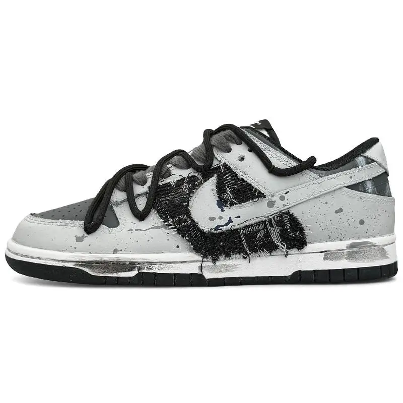 【Customize】Nike Dunk Skateboarding Shoes Men Low-top Black Sneakers shoes DD1391-100