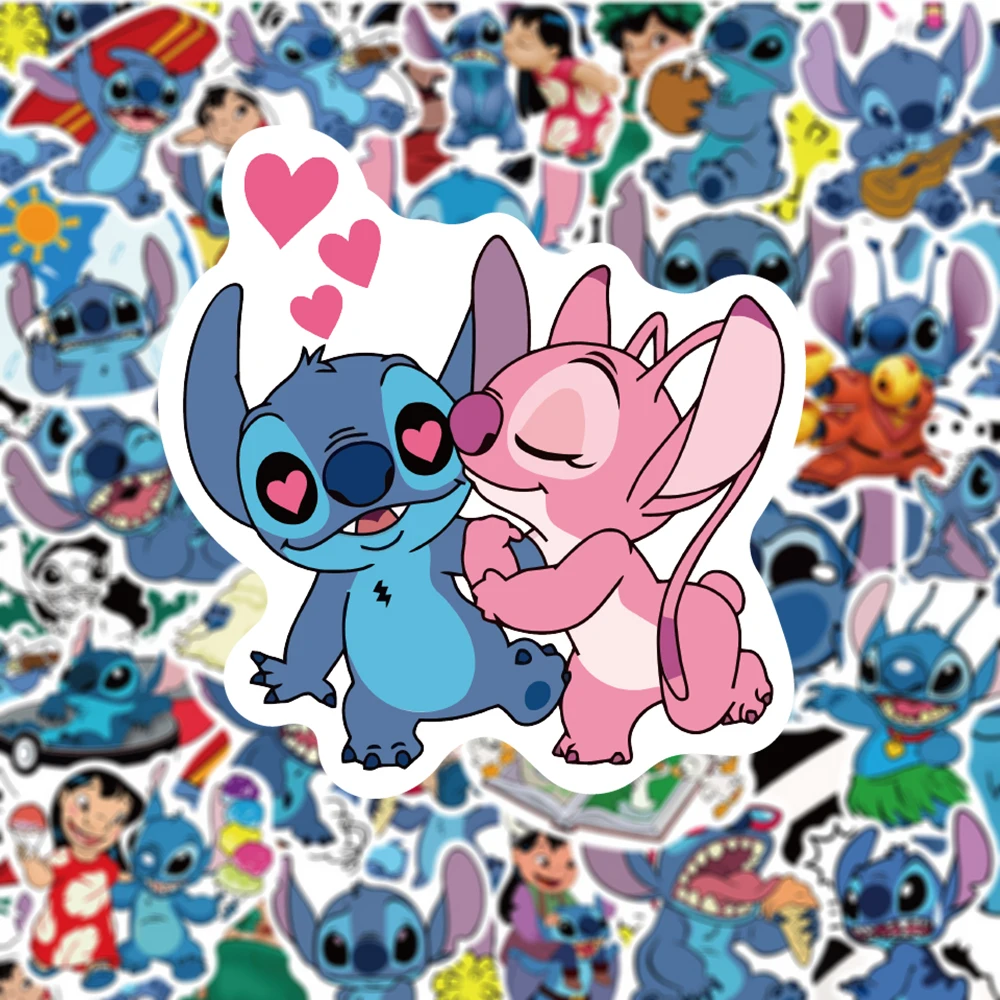 10/30/50/100pcs Cute Disney Cartoon Stitch Angel Stickers Kawaii Graffiti Kids Sticker Toy DIY Phone Notebook Skateboard Decals