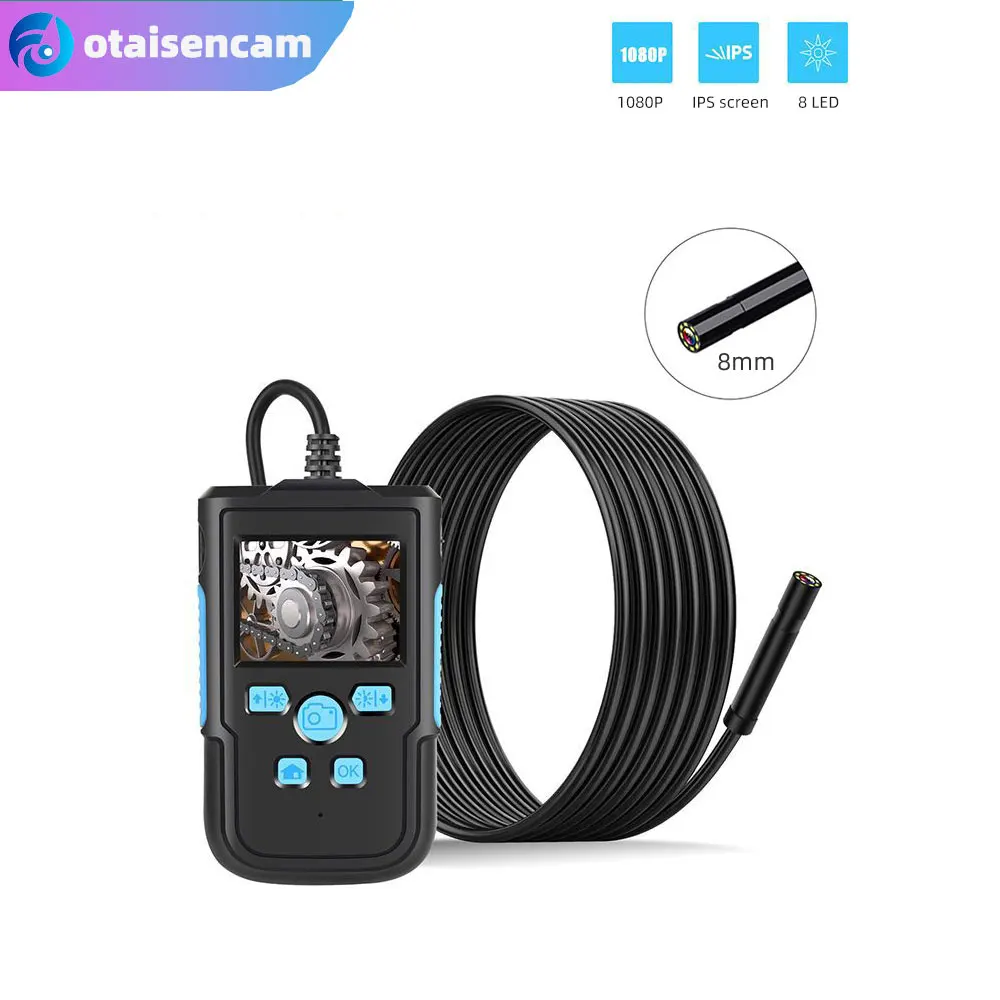 Endoscope industriel avec caméra de pipeline HD, endoscope intégré, endoscope d'inspection, endoscope de détection vidéo, écran IPS de 2.4 pouces, objectif de 8mm