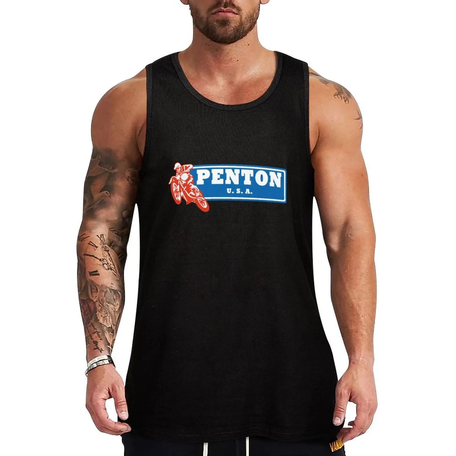 Camiseta Penton USA, camiseta sin mangas con estampado, calcomanía o máscara, top básico informal sin mangas, camiseta sin mangas ligera de color liso