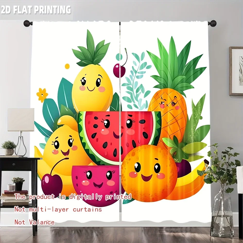 Fruit art style patterns Print Drapes Room Darkening Window Curtains for Home Decor,Rod Pocket Blackout Curtains Bedroom