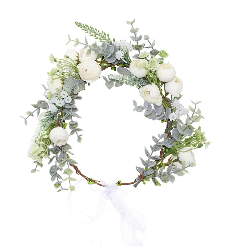 Fashion Women Lady Girls Wedding White Flower Wreath Tiara Headband Floral Garlands Hairband Hair Accessories Bride Hair Jewelry