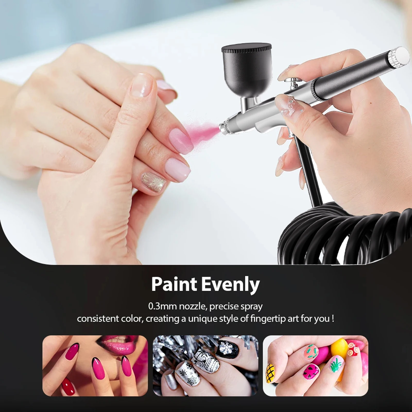 Cordless Airbrush Kit with Compressor, Wireless Portable Air Brush Set, Low Noise Stable Performance for Nail Art Cake Decor view 5
