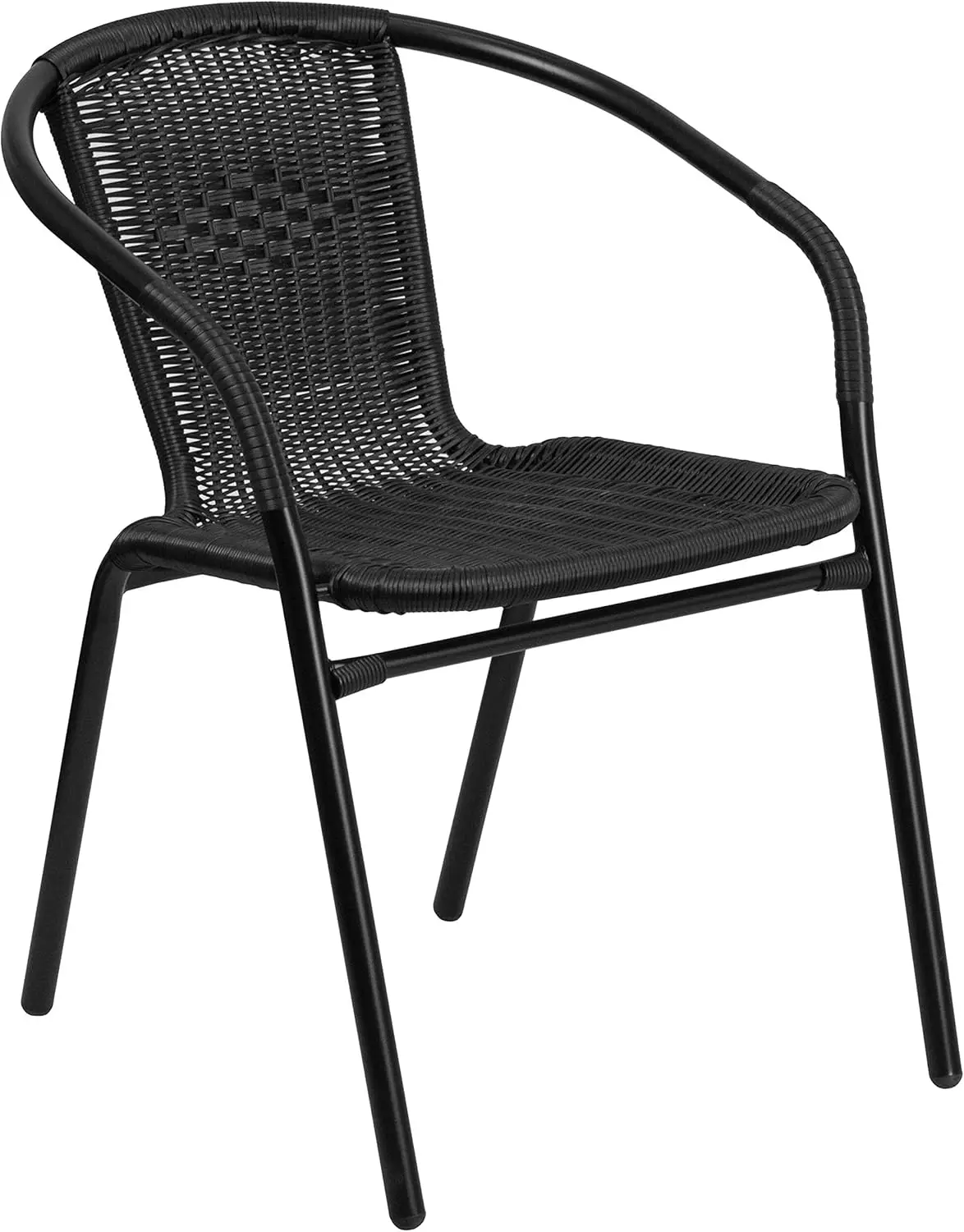 Lila Modern Rattan Indoor/Outdoor Stackable Dining Chairs, Stacking Rattan Bistro Chairs for Patio or Restaurant