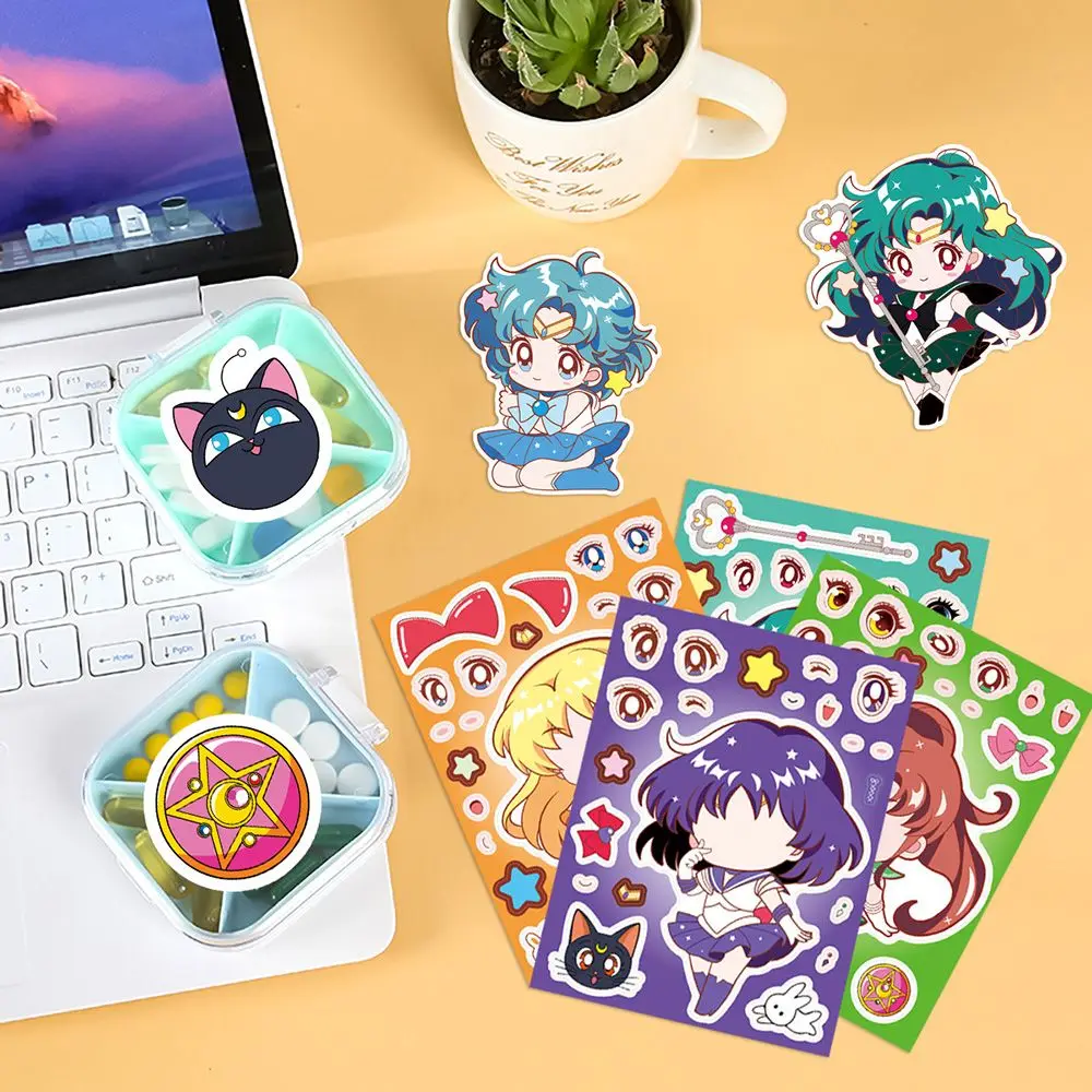 8/16PCS Sailor Moon Face-Change Puzzle DIY Stickers - Cartoon Cute Party Friend Interaction Collage Decorative Poster 2026 view 5
