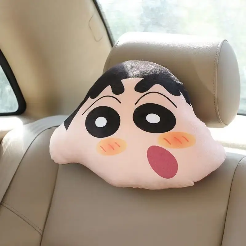 Shinchan Latest Crayon Shin Chan Car Headrest Filled with Plush Toys, Cartoon Anime Cute Gifts for Friends, Fun Dolls