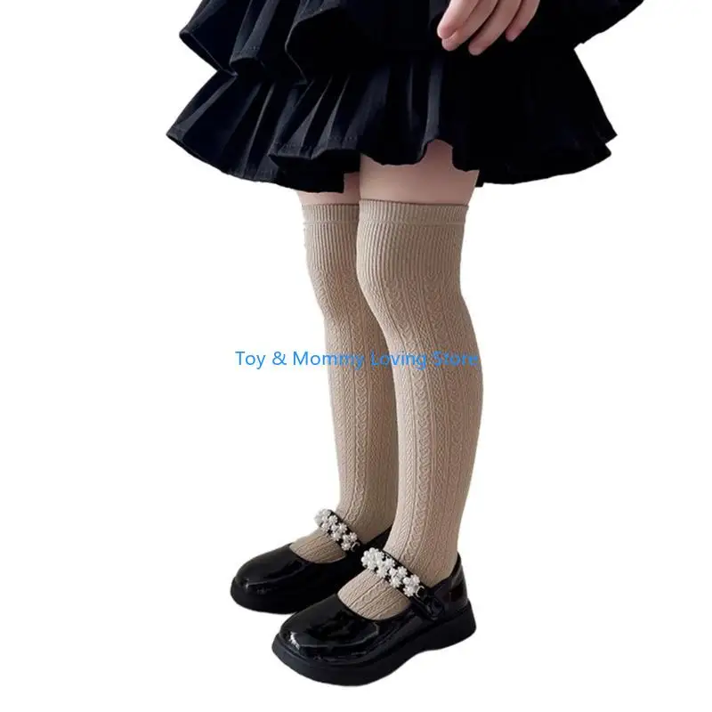 Y1QF 1 زوج أرجل الطفل دافئة عصرية فوق جوارب الركبة للأطفال جوارب طويلة أنبوبية صلبة للمدرسة والأنشطة الخارجية