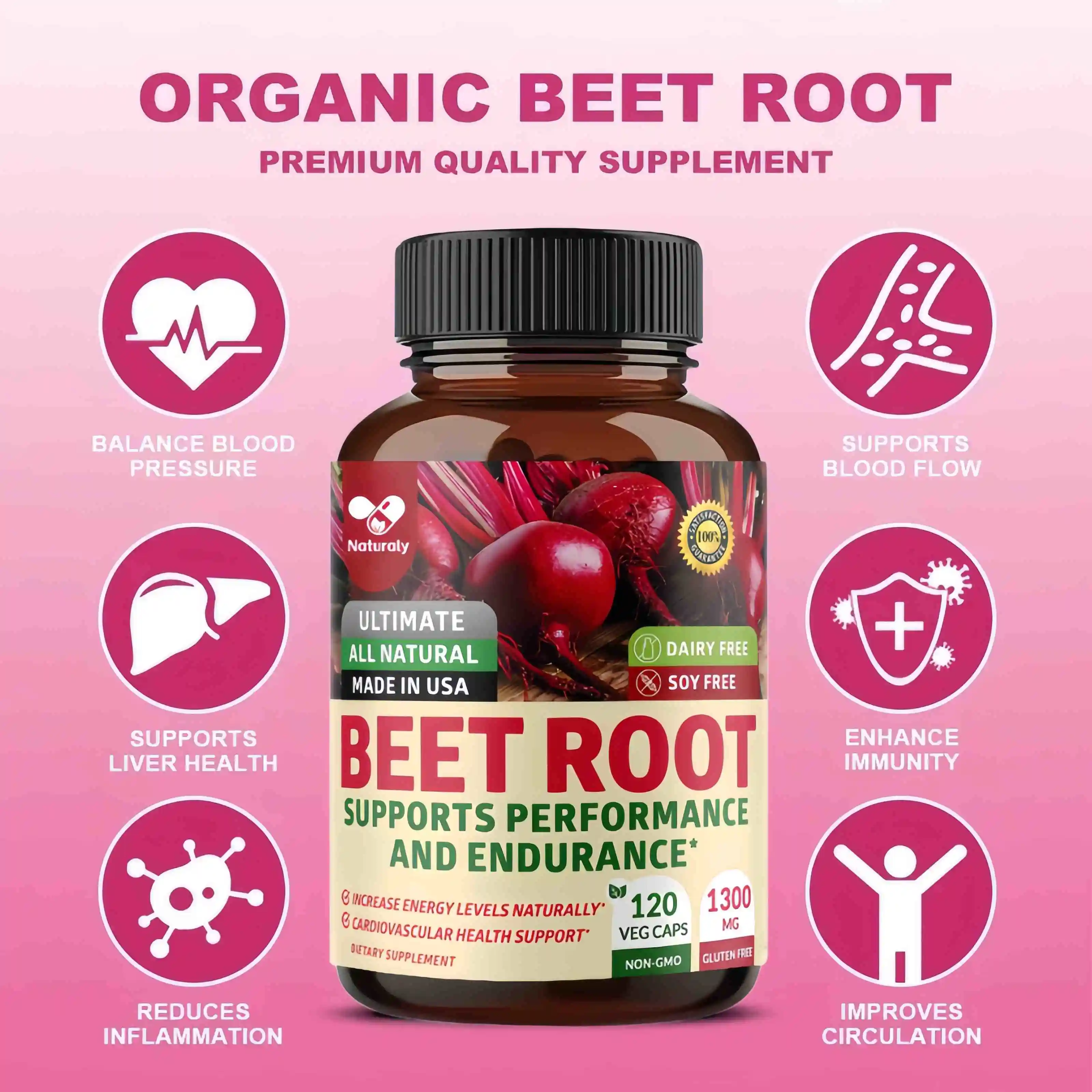 Premium Organic Beetroot Extract - Extra Black Pepper for Enhanced Absorption, Energy & Performance - Nitric Oxide Supplement