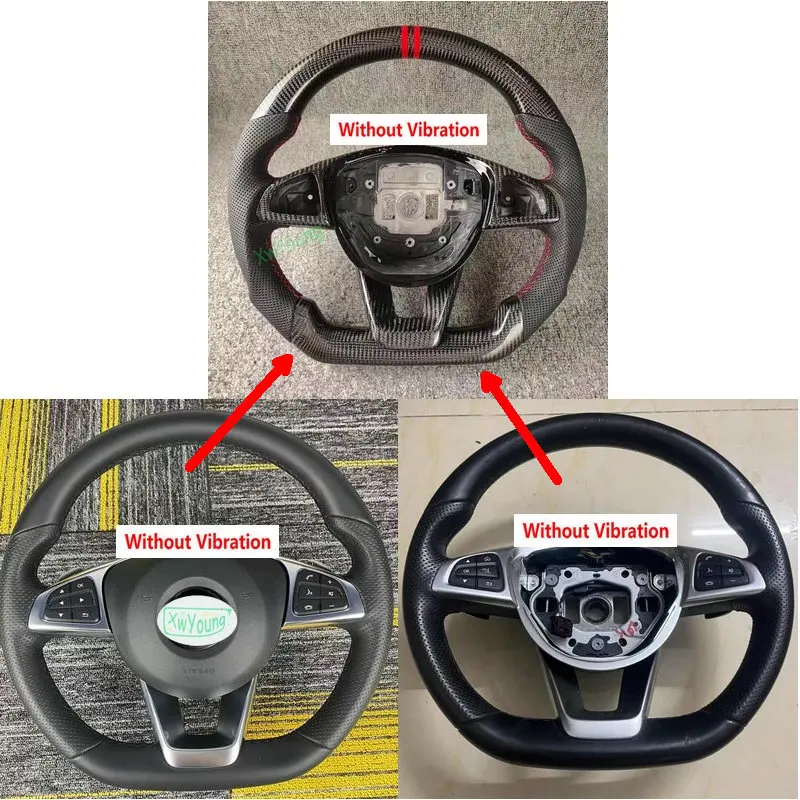 For Benz W176 W204 W205 W213 GLC GLE450 C200 C300 C63 C450 E63 A45 A250 (No Vibration) 100% Real Carbon Fiber Steering Wheel