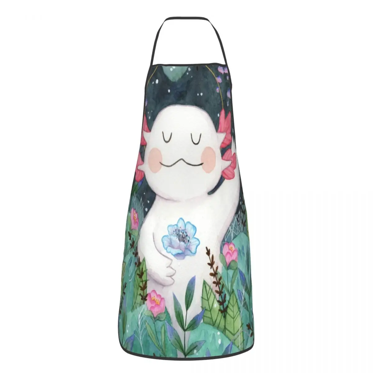 Watercolour Axolotl Funny Aprons for Men Women Little Salamander Adult Kitchen Chef Bib Tablier Cuisine Cooking Baking Gardening