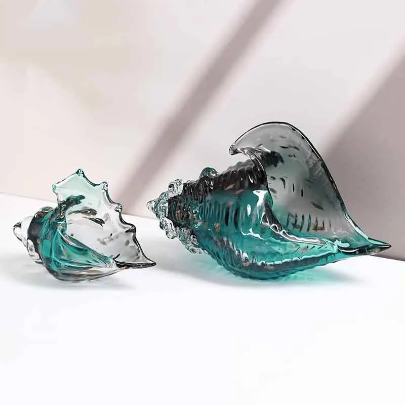 Luxury Craft Ornaments, Glass Conch Sculpture Artwork, Creative Glass Crafts, TV Cabinet Office Desktop Decoration, Nordic Gifts