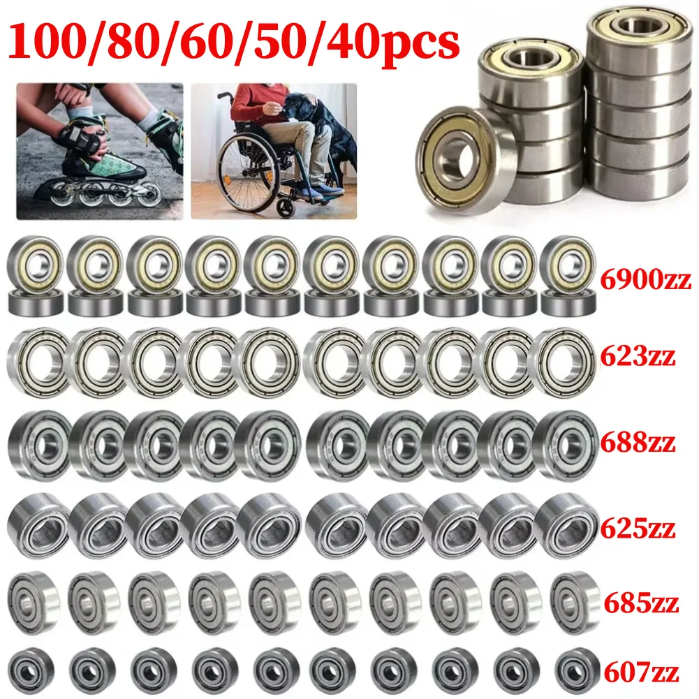 100/80/60/50/40pc Ball Bearings Double Shielded Deep Groove Ball Bearings Double Metal Seal Bearings Heavy Load 3D Printer Parts