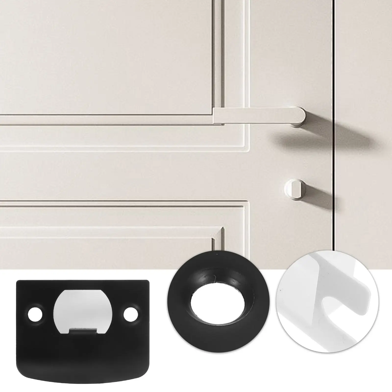 1Set Door Lock Strike Plate Metal Reinforcement Cover Interior Latch Fixing Repair Plate Door Lock Replacement Parts Security