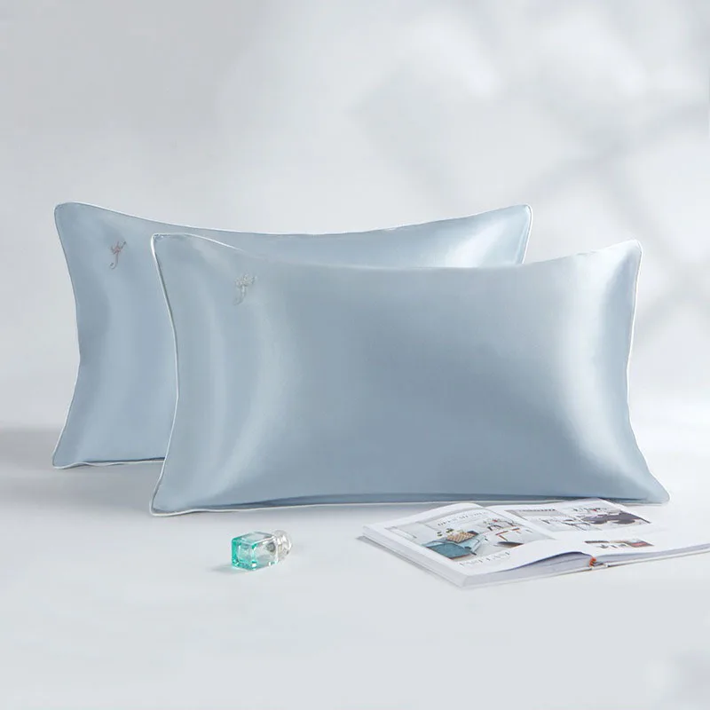 Mulberry Silk Pillowcase Double-Sided Envelope Pillow Case Silk & Polyester 19 Momme Breathable Luxury Queen King Pillow Case