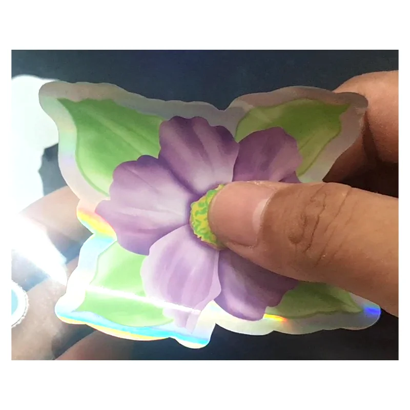 (0422-1) Adhesive Hologram Silver Sticker Label Custom Printing