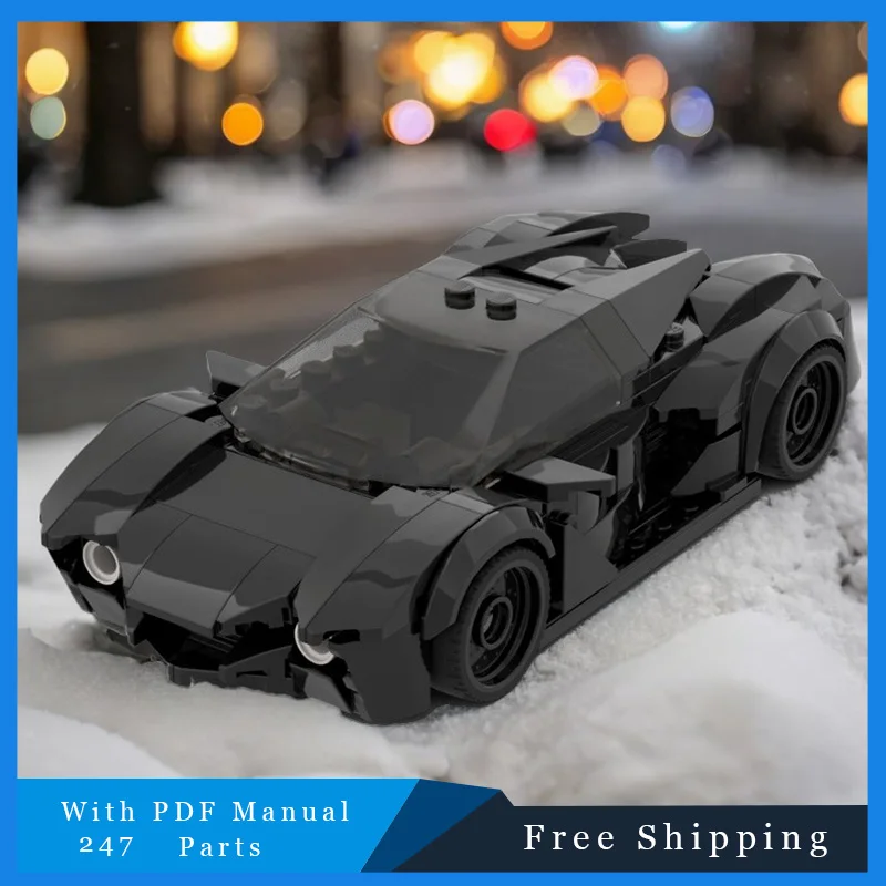 247 PCS MOC Building Blocks Technical Luxury Black Supercar Model Creative Education DIY Assembly Toys Set Kids Christmas Gifts