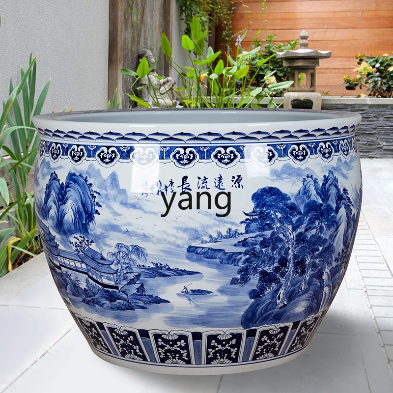 LH， ceramic fish tank landscape balcony water lily lotus turtle pot courtyard tree planting tank