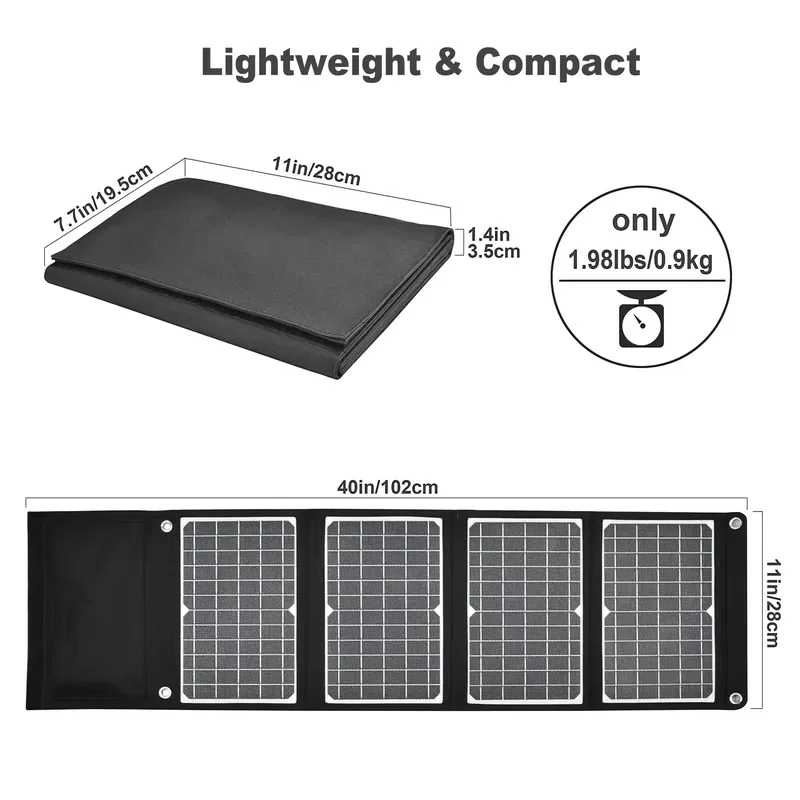 W 14W 21W 25W 30W 60W 80W Folding Solar Charger USB C PD 65W Laptop Power Bank Foldable Panel Hiking Backpacking Outdoor view 5