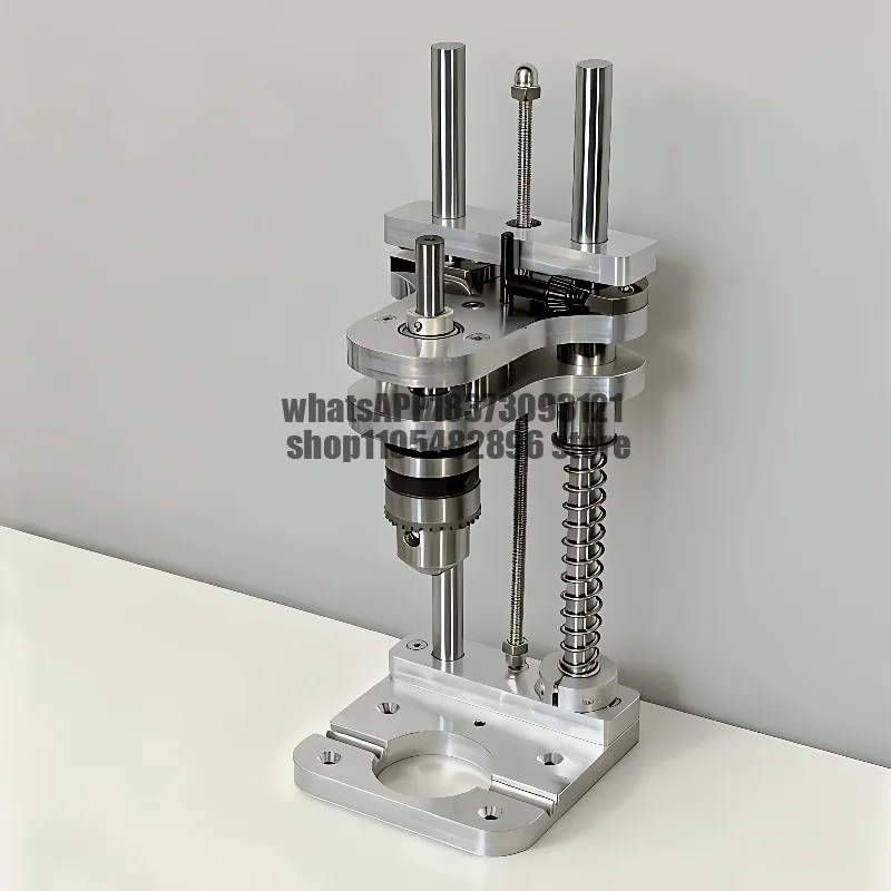 Vertical Drilling Guide Stand Woodworking Desktop Aluminum Alloy Dual Plate with Nickel-Plated Shaft Drill Guide Bracket Tool