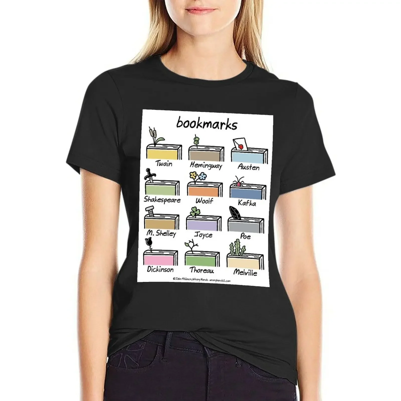 

bookmarks T-Shirt Aesthetic clothing vintage summer tops white t-shirts for Women