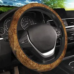 Wood Grain Print Steering Wheel Cover, Non-Slip Breathable Neoprene Steering Wheel Covers, Car Accessories Universal 15 Inch
