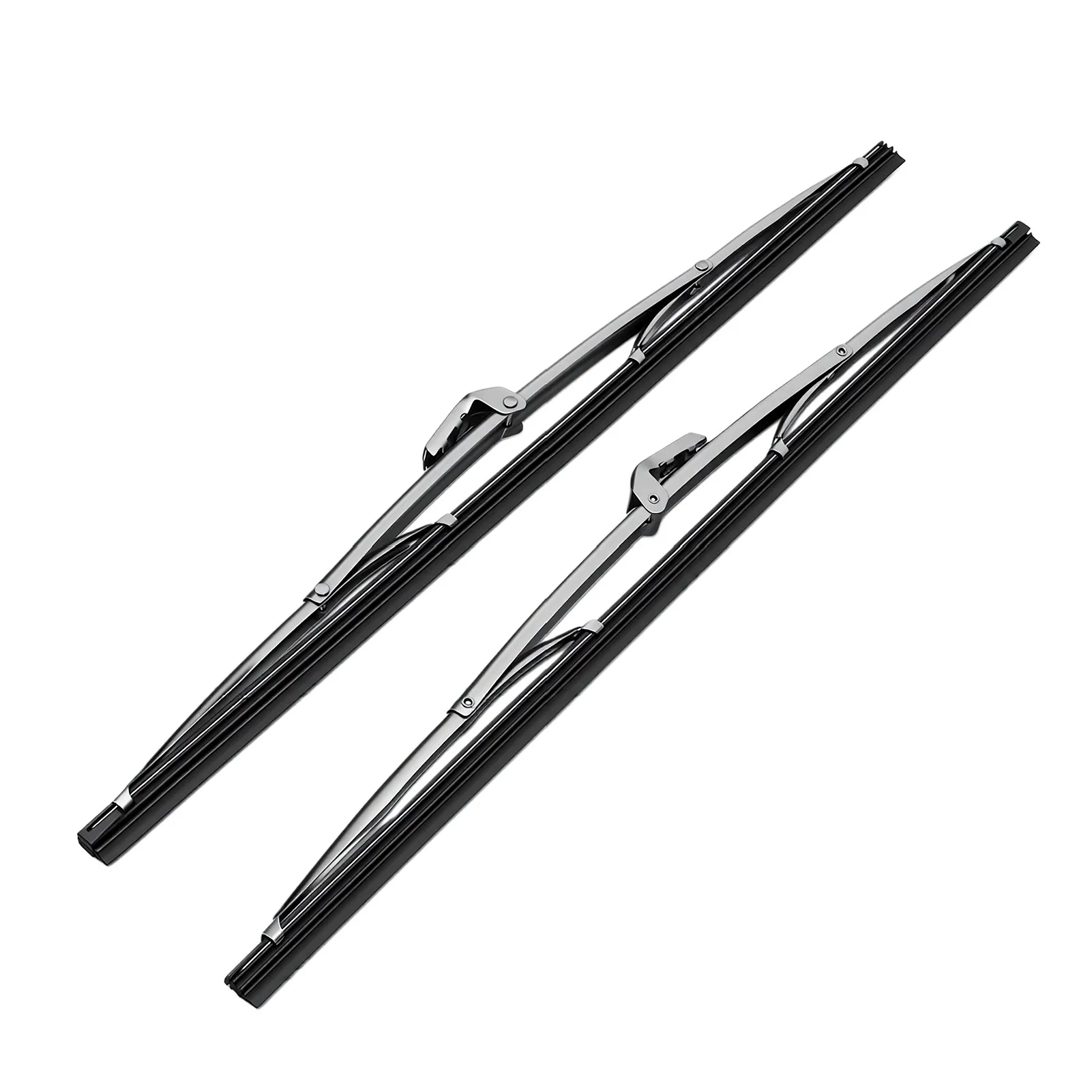 2PCS 15 Inch Wiper Blades 7mm Bayonet Silver Polished Stainless Steel Bayonet Type Wiper Blades for Classic America Cars