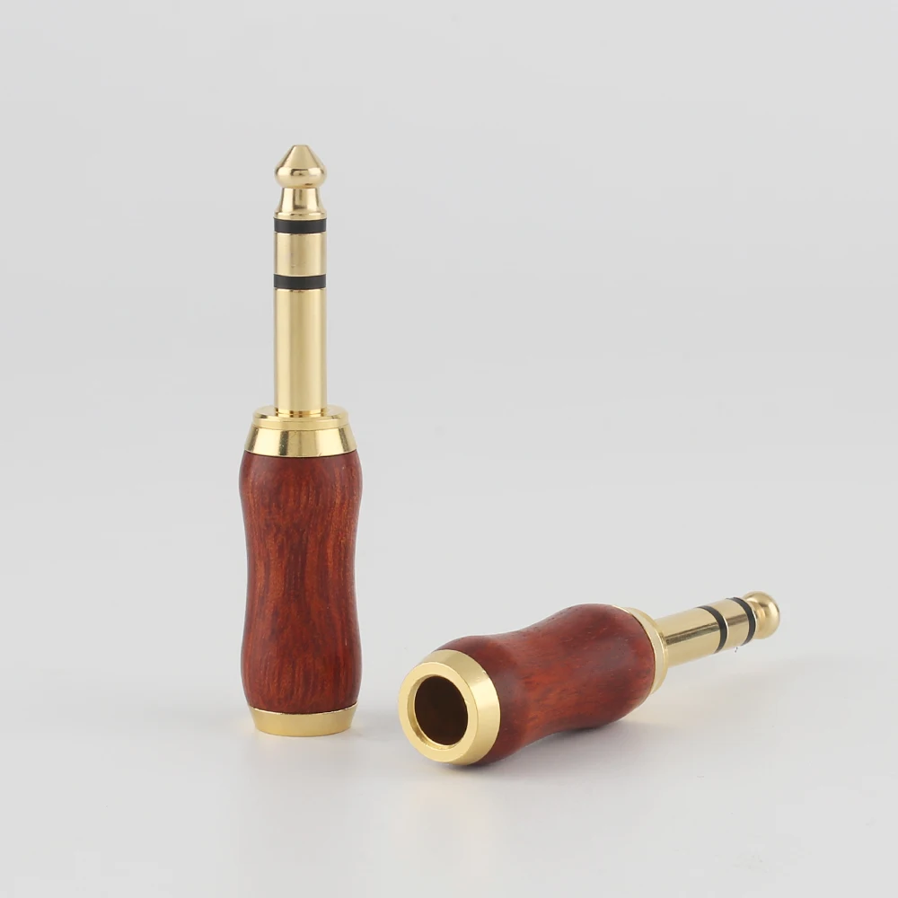 WH806 Red sandalwood 6.35 Rosewood Gold Plating 6.35 Stereo 6.5mm Male Socket Wire Connector Microphon