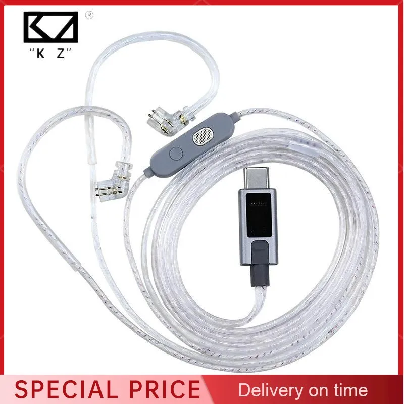 KZ M2 Headphone Cord Dual Mic Silver Plated Cable Type C/3.5MM Upgrade Cable Earphone Wire Replacement Headset Wire