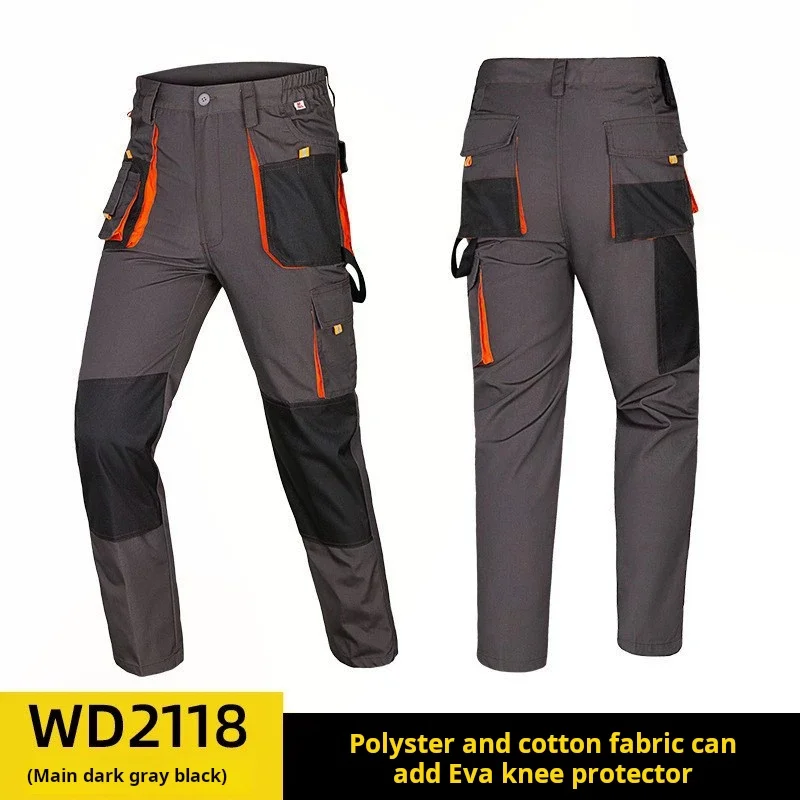 Men's three-dimensional large pocket multi pocket work pants and tops, auto repair factory labor protection clothing